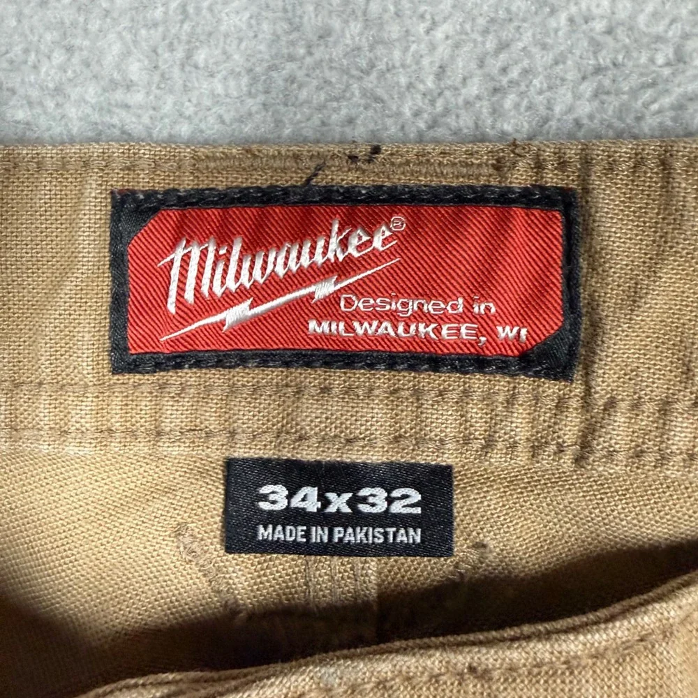 Milwaukee M650 Work Pant Mens 34x32 Brown Canvas Utility Carpenter Trousers
